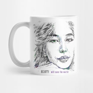 drawn romantic beauty,romantic peri,pencil drawn belle,drawn girl,drawn beauty,beautiful face,lovely girl,romantic person Mug